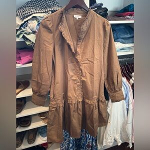 Tuckernuck Calista Brown Ruffle detail Dress